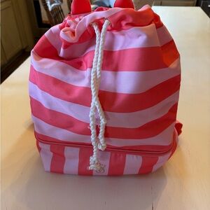 Pink and Red Striped Drawstring Backpack Victorias Secret